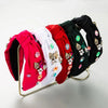 elegant luxurious irregular cloth inlay artificial pearls rhinestones hair band