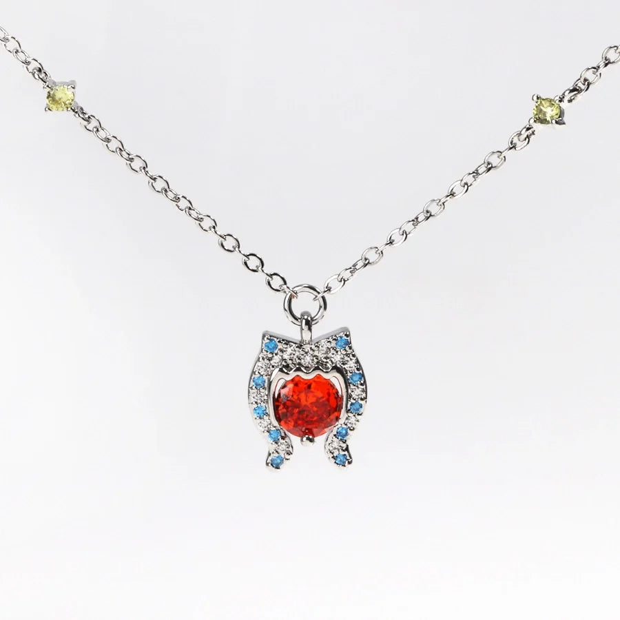 Copper cable chain Inlay Geometric Zircon Pendant Necklace