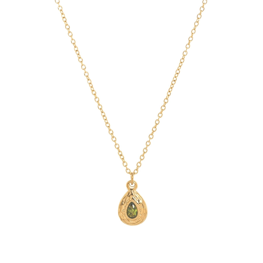 Jewelry Casual Simple Style Water Droplets 201 Stainless Steel 304 Stainless Steel Zircon 18K Gold Plated Pendant Necklace