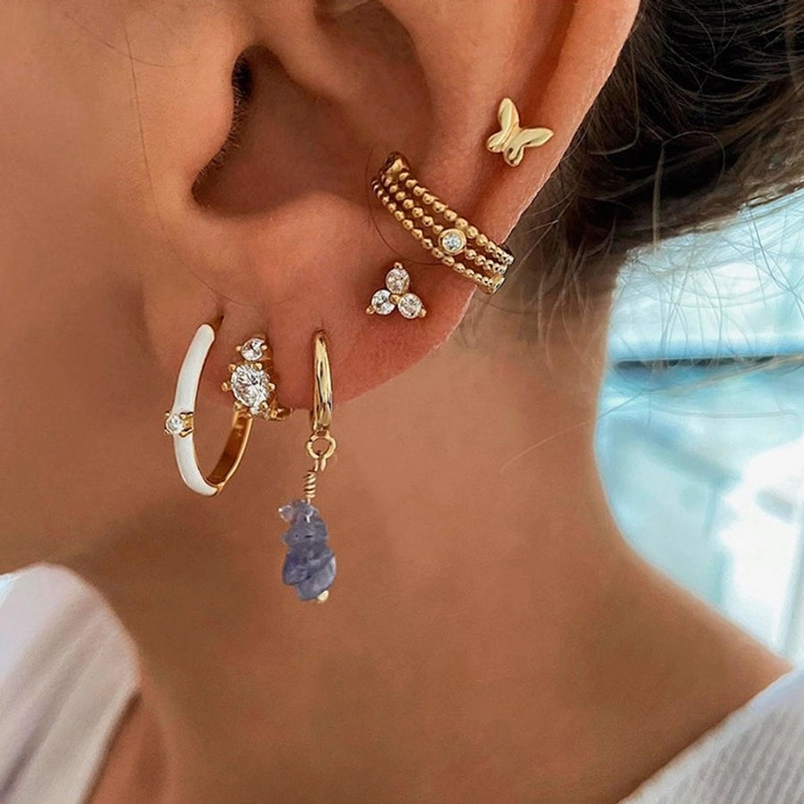 1 Pair IG Style Elegant Butterfly Copper 24K Gold Plated Ear Studs