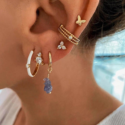 1 Pair IG Style Elegant Butterfly Copper 24K Gold Plated Ear Studs