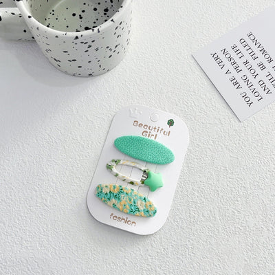 Korean Style Fabric Plaid Baby Girl's Baby Clip Girl's Sweet Suit Side Bangs Clip Children's Star Floral Hair Clip