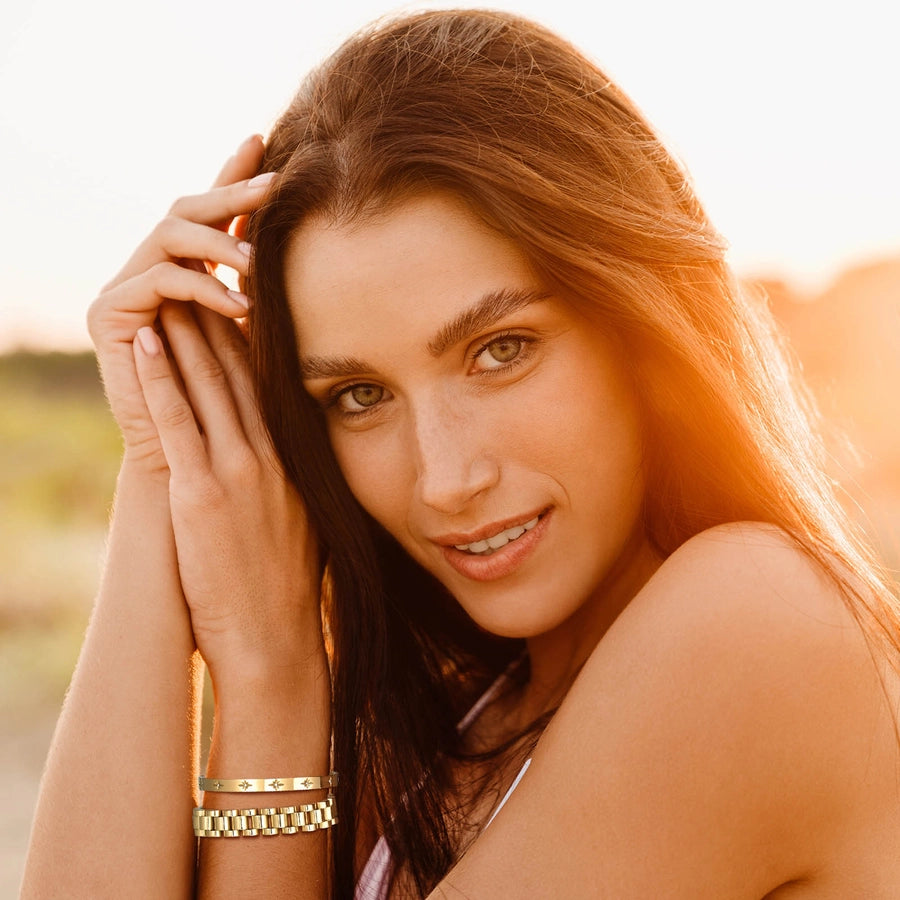 IG Style French Style Classic Style Devil's Eye 304 Stainless Steel 18K Gold Plated Zircon Bracelets Bangle In Bulk