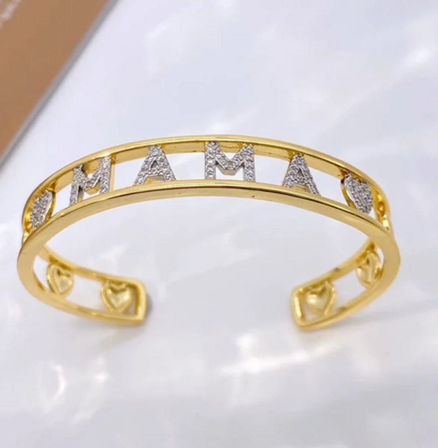 Jewelry Vintage Style Classic Style Letter Copper Zircon Mixed Metal Plating Bangle