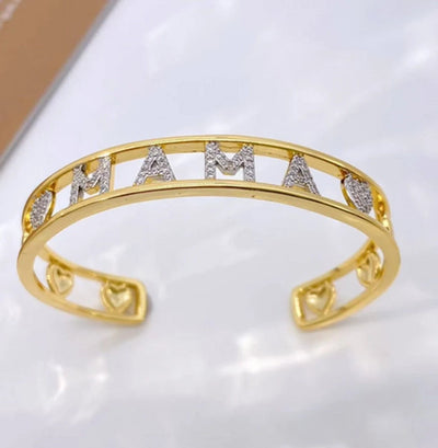Jewelry Vintage Style Classic Style Letter Copper Zircon Mixed Metal Plating Bangle