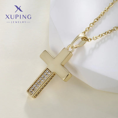 Copper 18K Gold Plated Cross Pendant Necklace