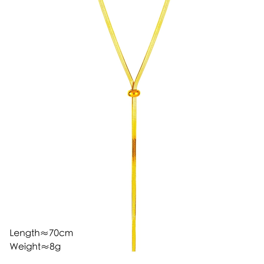 Jewelry Elegant Streetwear Solid Color 304 Stainless Steel Long Necklace Necklace
