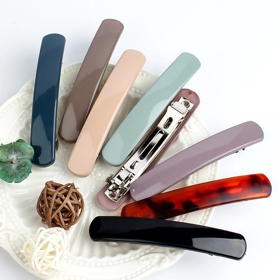 fashion solid color stainless steel plastic resin hair clip 1 piece