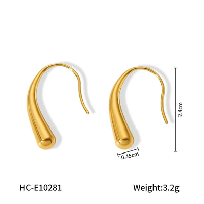 1 Pair IG Style Geometric Water Droplets Solid Color Plating 304 Stainless Steel 18K Gold Plated Drop Earrings