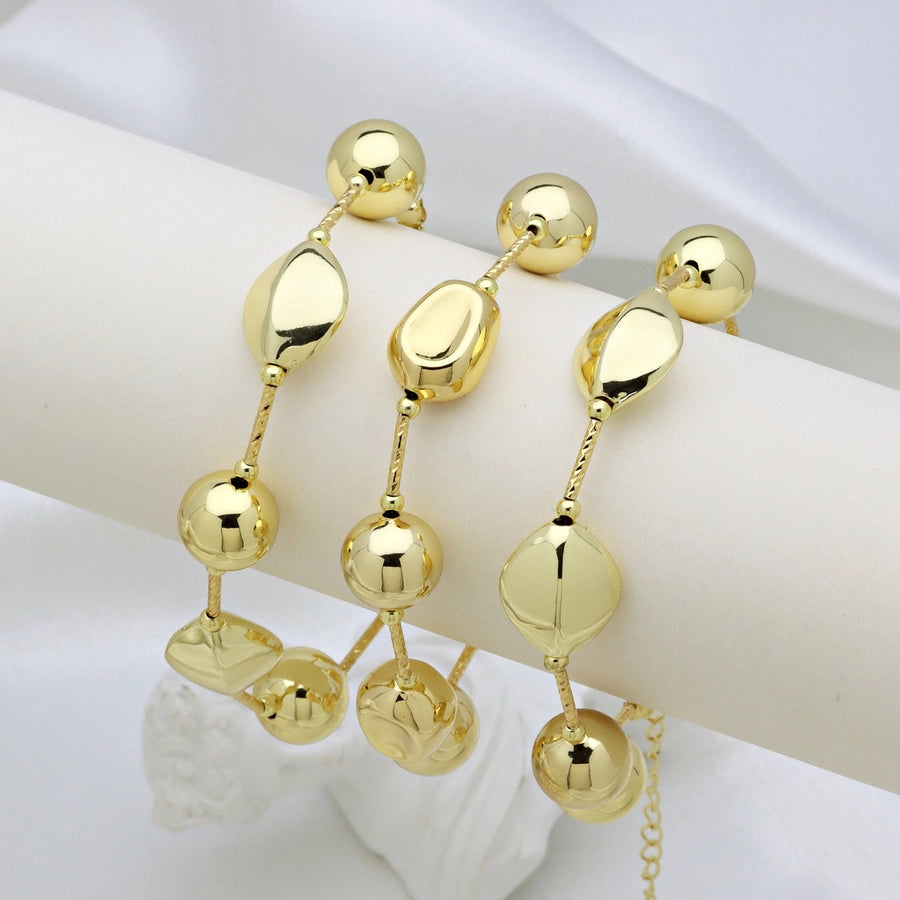 Copper 18K Gold Plated Plating Geometric Solid Color Bracelets