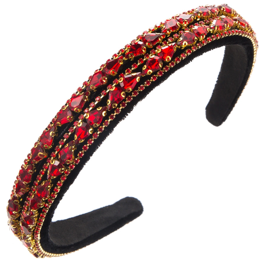 women's elegant luxurious water droplets alloy cloth inlay rhinestones hair band
