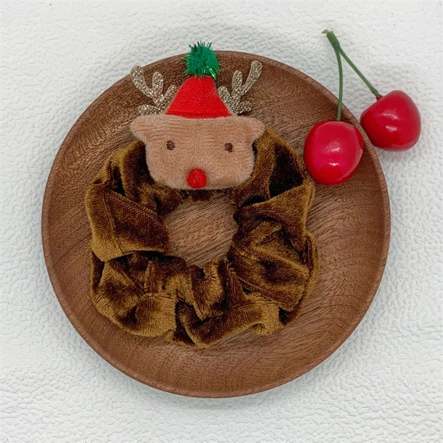 Christmas Cartoon Style Cute Women's Christmas Hat Christmas Tree Santa Claus Flannel Hair Tie