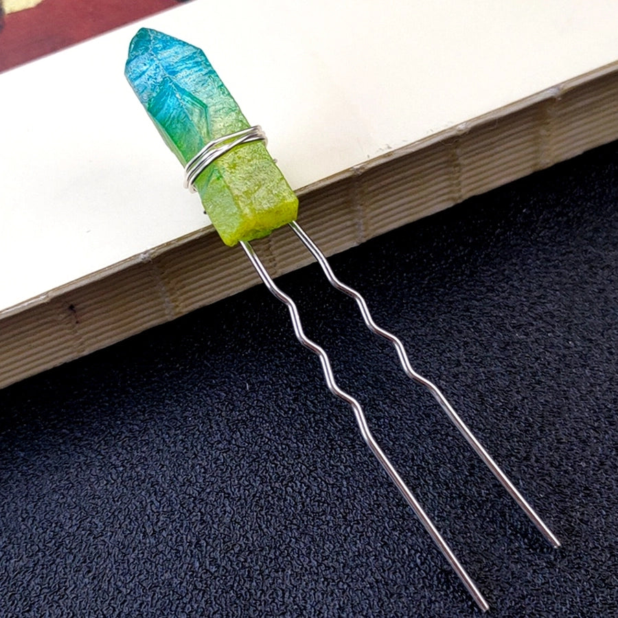 women's ig style geometric alloy handmade inlay crystal hairpin