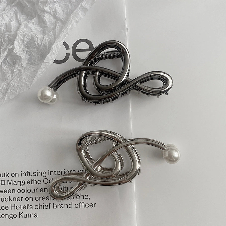 simple style notes alloy inlay pearl hair claws