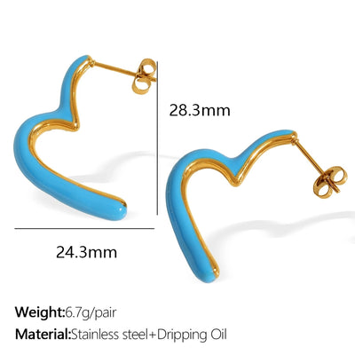 1 Pair IG Style Geometric Polishing Enamel Plating 304 Stainless Steel 18K Gold Plated Ear Studs