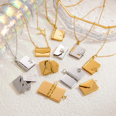 Jewelry Vintage Style Classic Style Book envelope Heart Shape Titanium Steel Plating Pendant Necklace