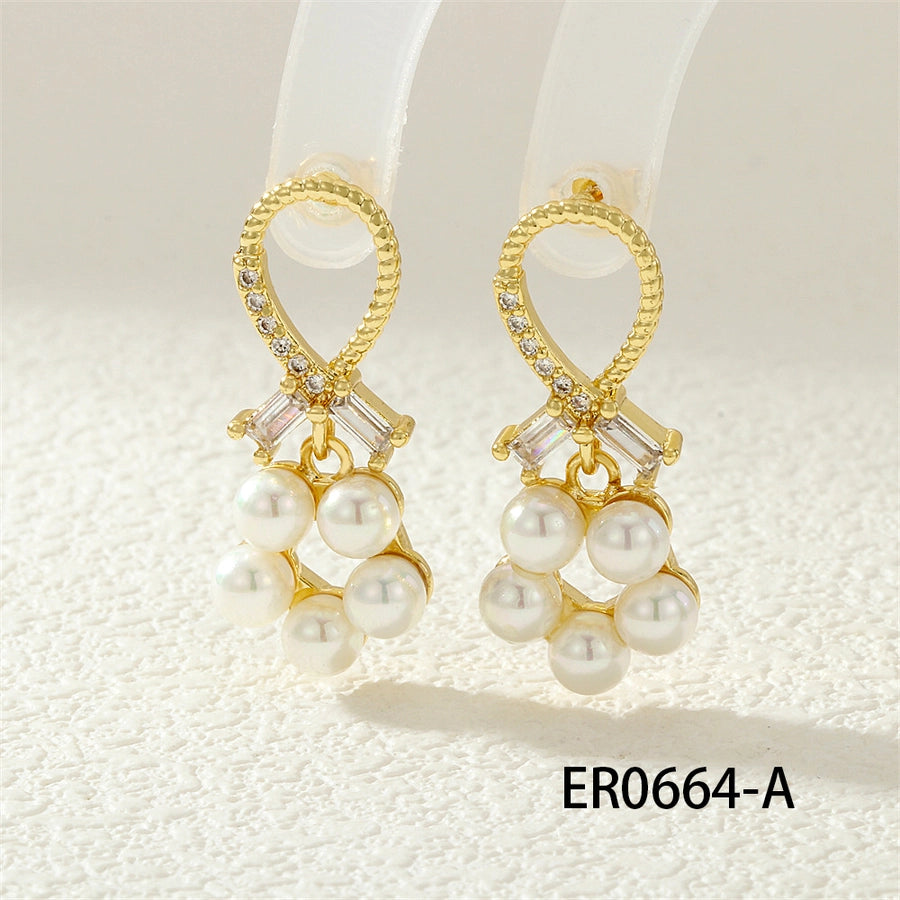 1 Pair IG Style Cute Commute Star Bear Inlay Copper Zircon 18K Gold Plated Drop Earrings