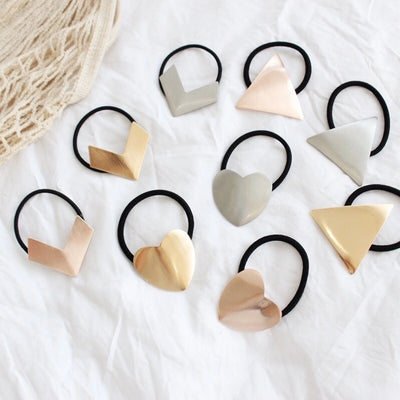 Women's Simple Style Heart Shape Metal Plating Hair Tie