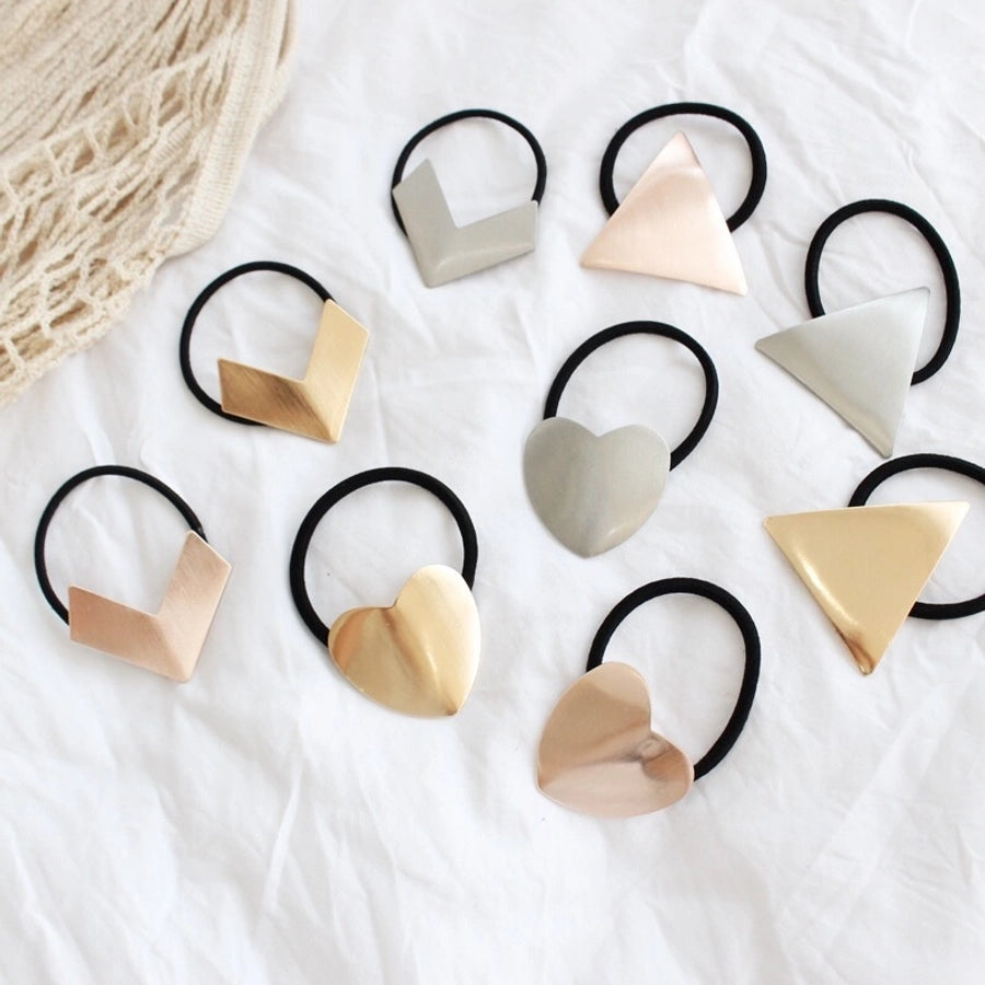 Women's Simple Style Heart Shape Metal Plating Hair Tie
