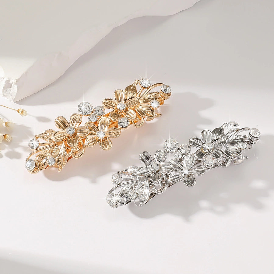 Women's Elegant Flower Alloy Inlay Zircon Hair Clip