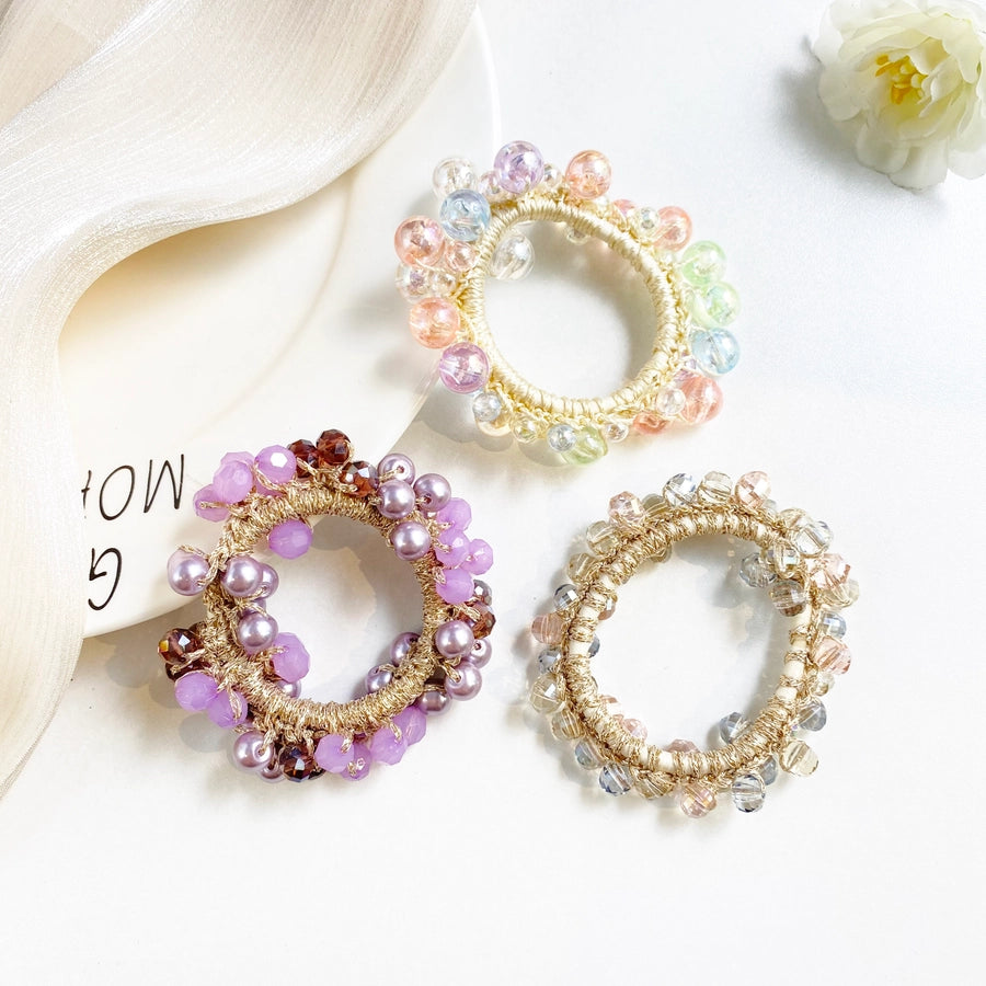 Women's Cute Preppy Style Sweet Crystal Plastic Beaded Artificial Crystal Pearl Hair Tie