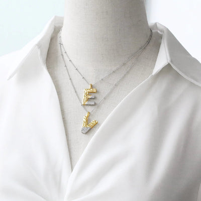 Jewelry Modern Style Simple Style letter 201 Stainless Steel Copper Zircon 18K Gold Plated Mixed Metal Inlay Pendant Necklace