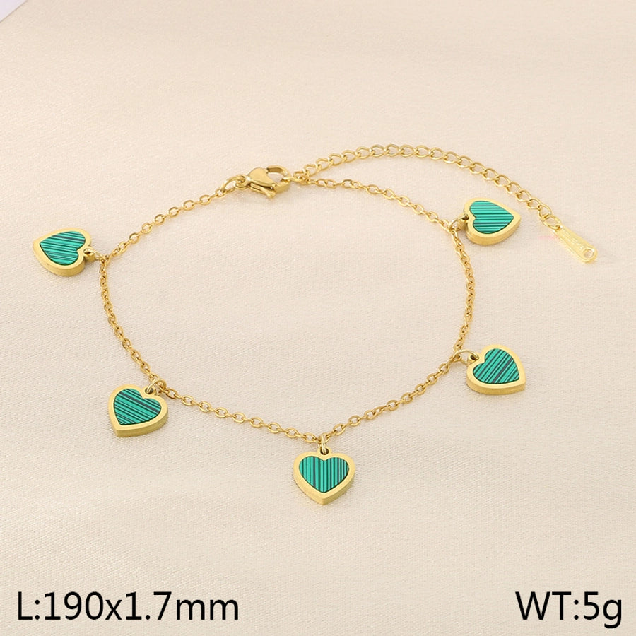 Simple Style Heart Shape 304 Stainless Steel 18K Gold Plated Bracelets In Bulk