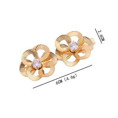 Women's Elegant Lady Baroque Style Flower Metal Plating Inlay Rhinestones Hair Clip