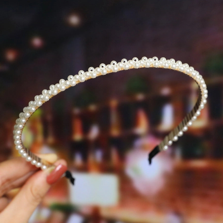 women's fashion waves alloy inlay artificial pearls headwear