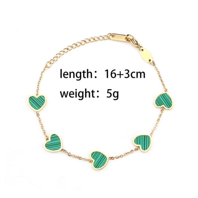 Cute Heart Shape 304 Stainless Steel 18K Gold Plated Acrylic cable chain Bracelets In Bulk