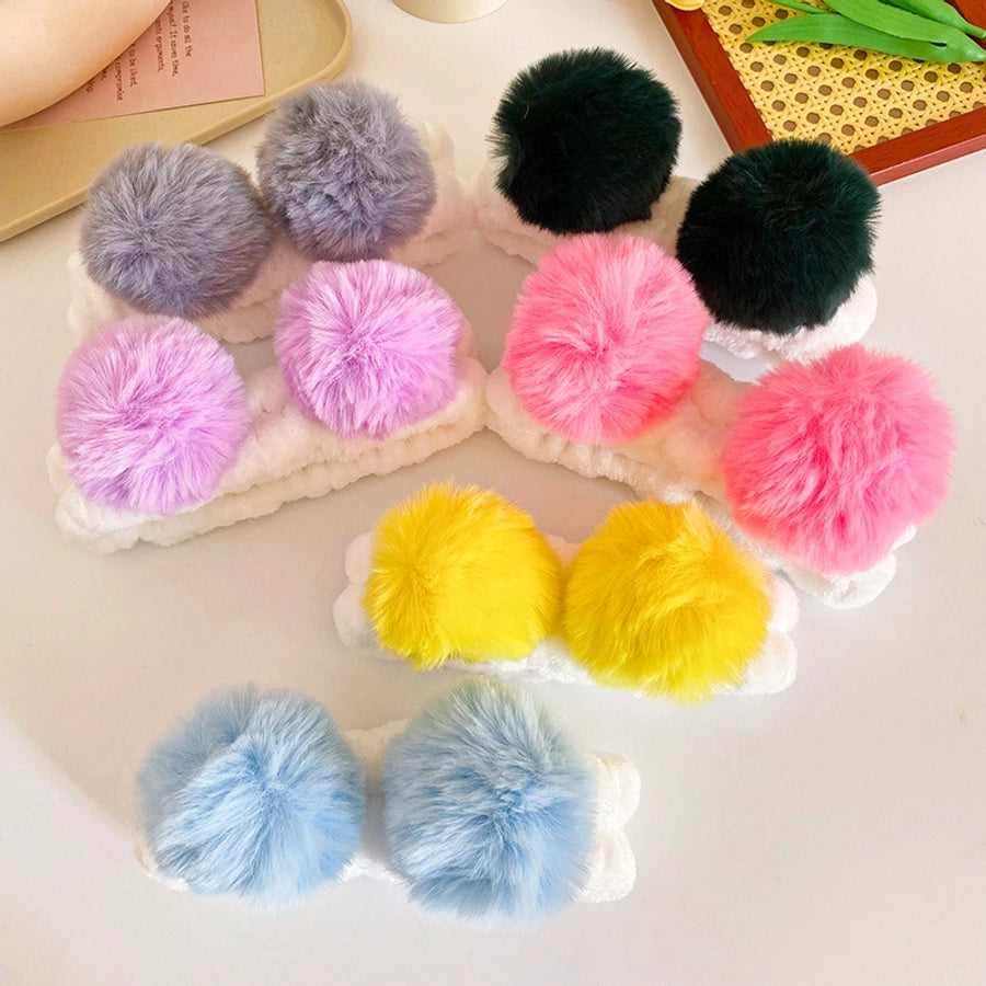 cute geometric flannel pom poms hair band