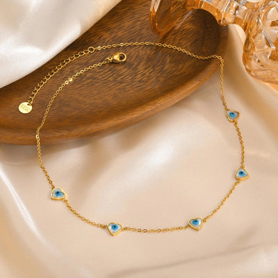 Jewelry Vintage Style Simple Style Heart Shape Eye Flower 201 Stainless Steel Necklace