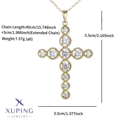 304 Stainless Steel Copper 18K Gold Plated Plating Inlay Cross Zircon Pendant Necklace