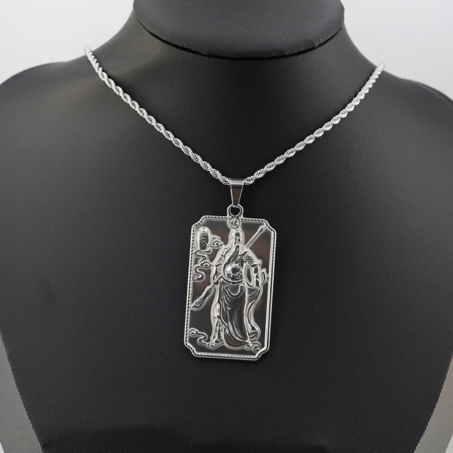 Jewelry Vintage Style Human 304 Stainless Steel Zircon Gold Plated Plating Inlay Pendant Necklace