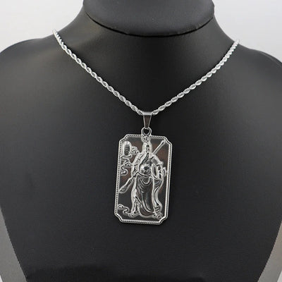 Jewelry Vintage Style Human 304 Stainless Steel Zircon Gold Plated Plating Inlay Pendant Necklace