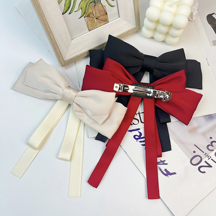 Big bow ribbon hairpin horizontal clip headdress temperament hair accessories high sense back head top clip spring clip