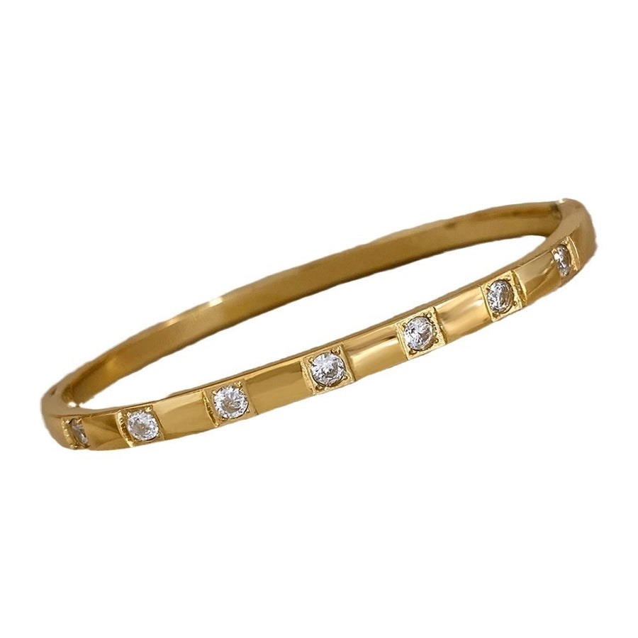 Simple Style Solid Color Titanium Steel Zircon Bangle In Bulk
