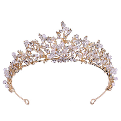 fashion leaf flower alloy hollow out inlay crystal rhinestones crown 1 piece
