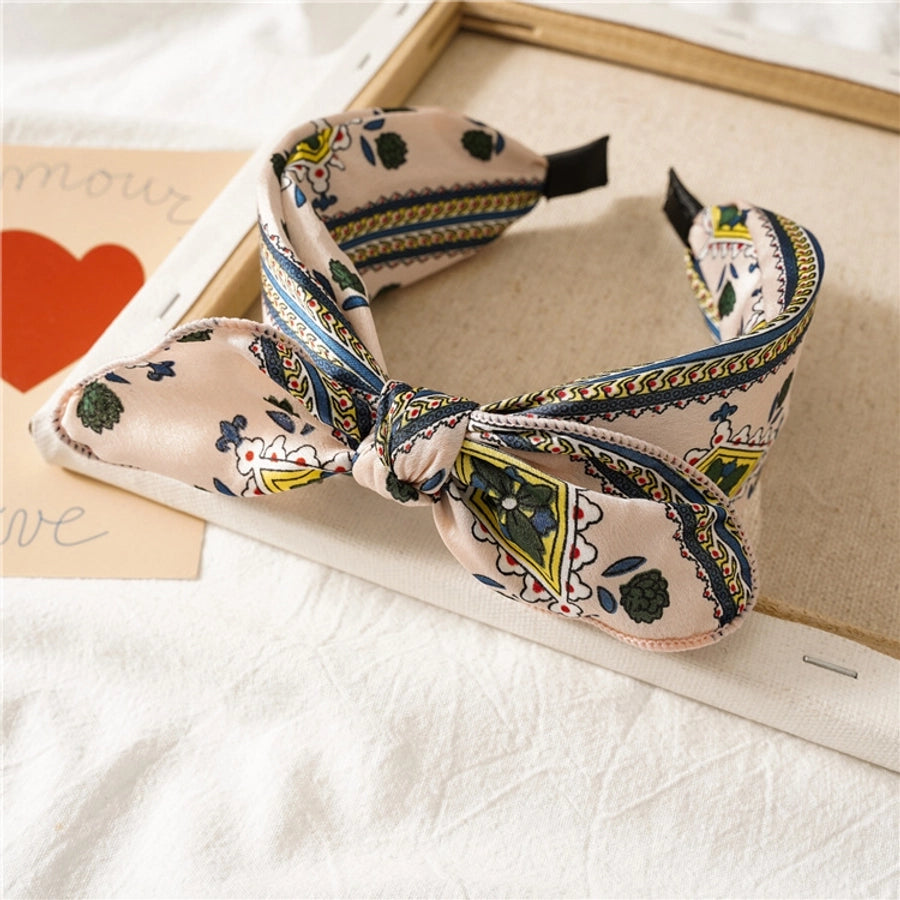fashion polka dots bow knot cloth printing hair band 1 piece
