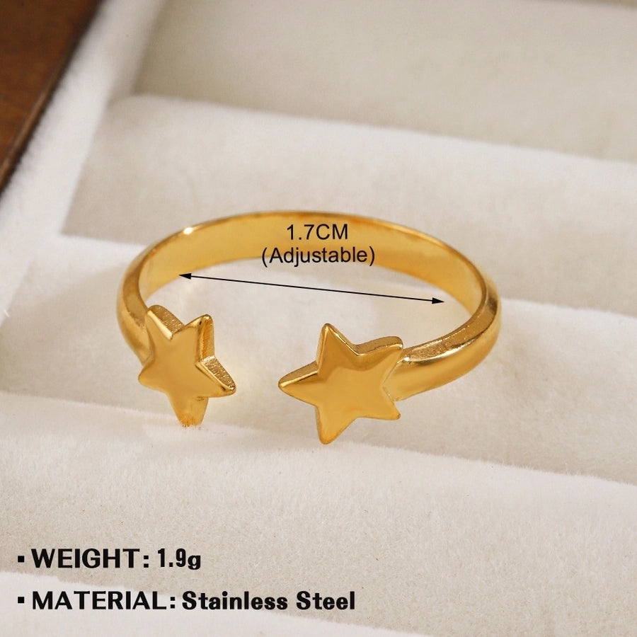 Jewelry Simple Style IG Style Star 304 Stainless Steel 18K Gold Plated Open Rings