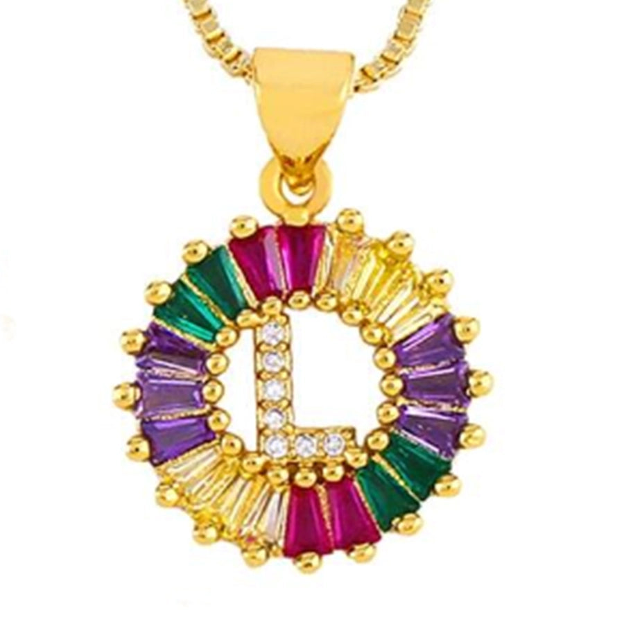 Copper 18K Gold Plated Plating Inlay Letter Zircon Pendant Necklace