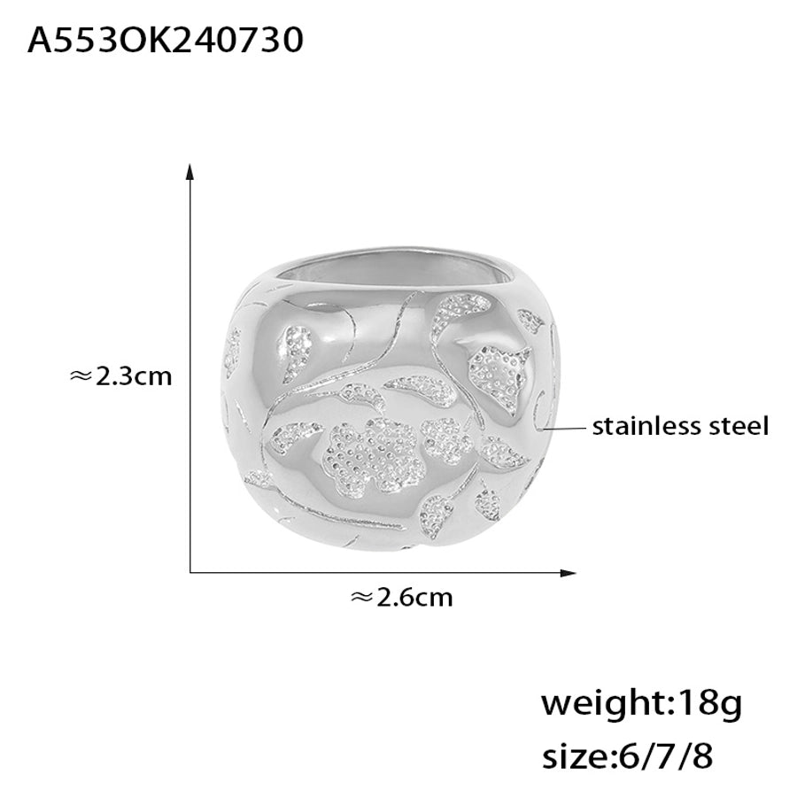 Jewelry Casual Elegant Modern Style Solid Color 304 Stainless Steel 18K Gold Plated Plating Rings