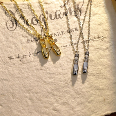 Jewelry Cute Pastoral Ballet shoes Copper Zircon 14K Gold Plated White Gold Plated Pendant Necklace