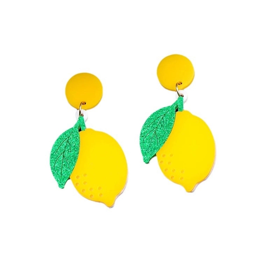 Acrylic Sheet Lemon Earrings Summer Vacation Acrylic Women Jewelry Earrings Trendy Fruit Earrings