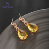 1 Pair Elegant Luxurious XUPING Water Droplets Plating Copper Artificial Gemstones 18K Gold Plated Drop Earrings