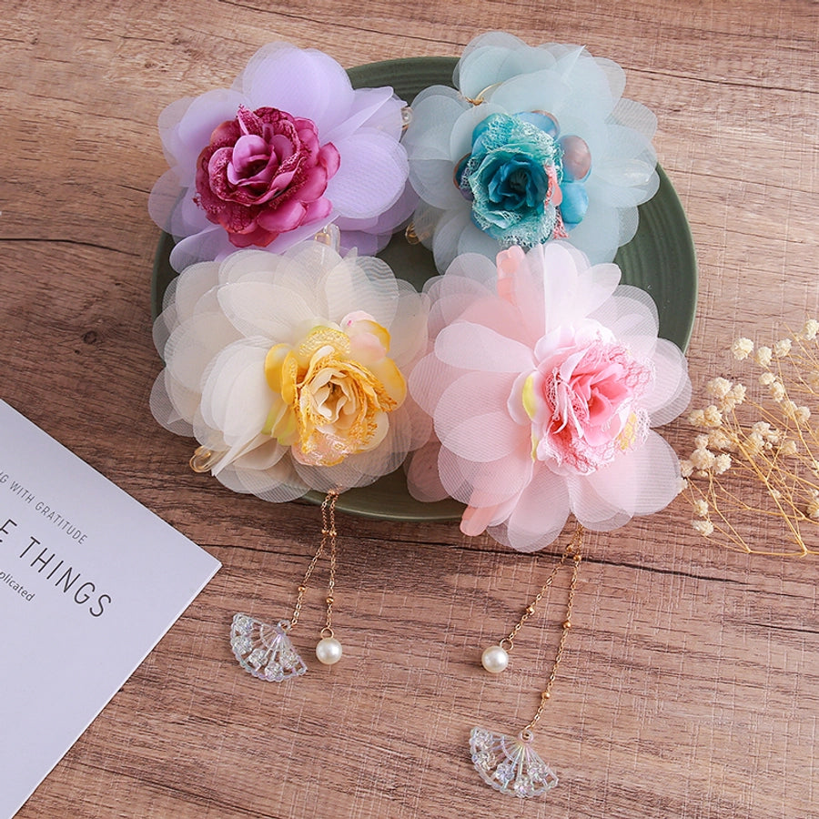 Women's Sweet Simple Style Classic Style Rose Organza Acetic acid sheets Hair Claws