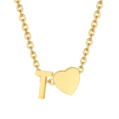 Jewelry Simple Style Commute Letter Heart Shape 201 Stainless Steel Plating Pendant Necklace