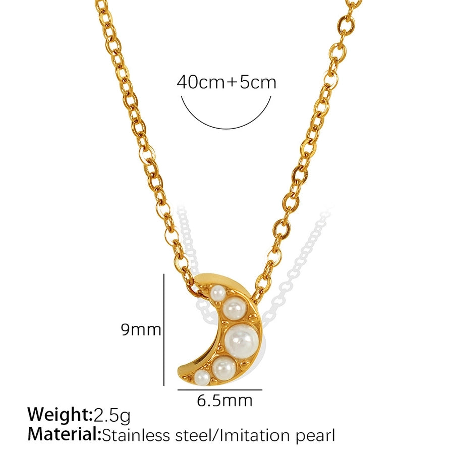 Jewelry Classic Style Star Moon Heart Shape Titanium Steel 18K Gold Plated Plating Pendant Necklace