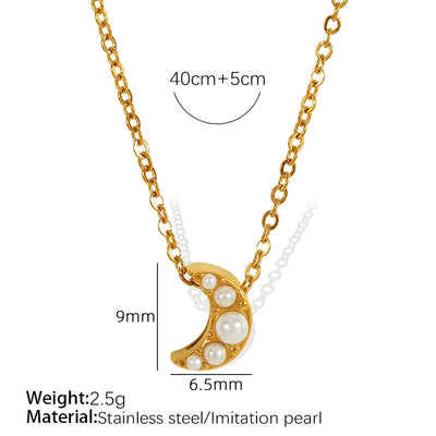 Jewelry Classic Style Star Moon Heart Shape Titanium Steel 18K Gold Plated Plating Pendant Necklace