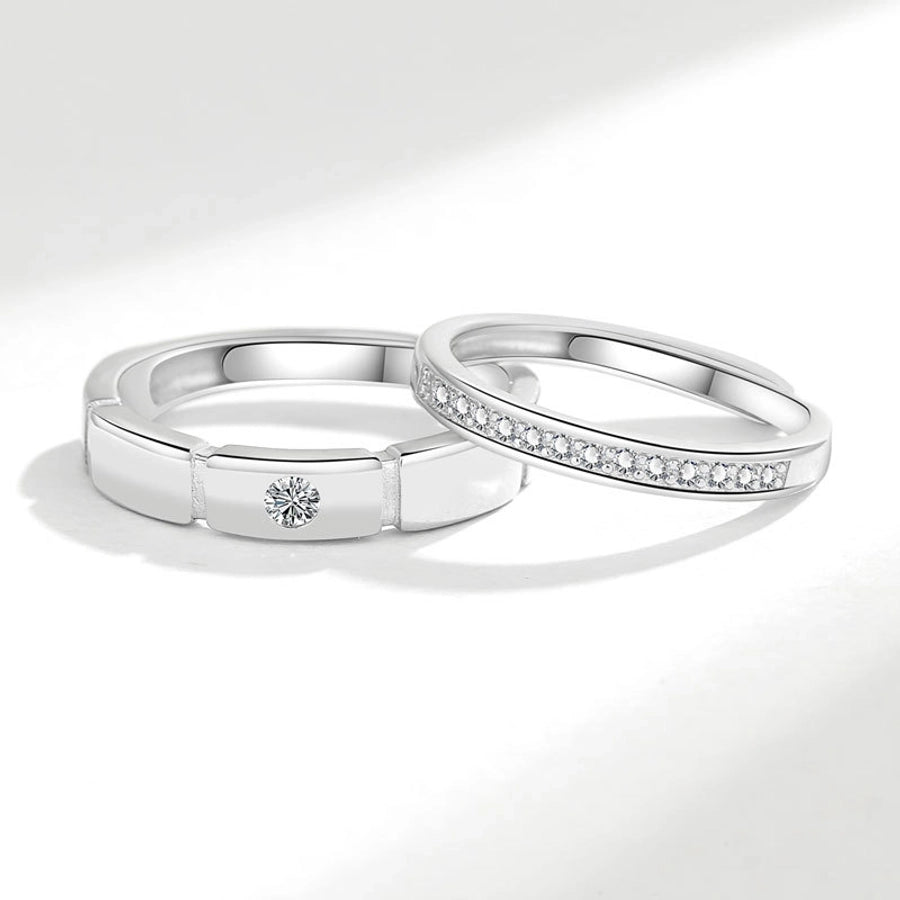 New cube sugar fall in love couple ring personality paper short love long men and women zircon open couple ring